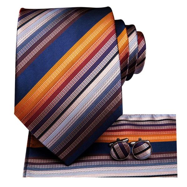 

bow ties business blue orange striped silk wedding tie for men handky cufflink mens necktie fashion designer party drop hi-tie, Black;gray
