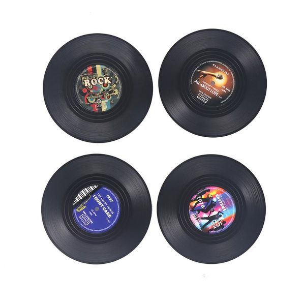 

mats & pads 4pcs vintage record drinks coasters cup mat