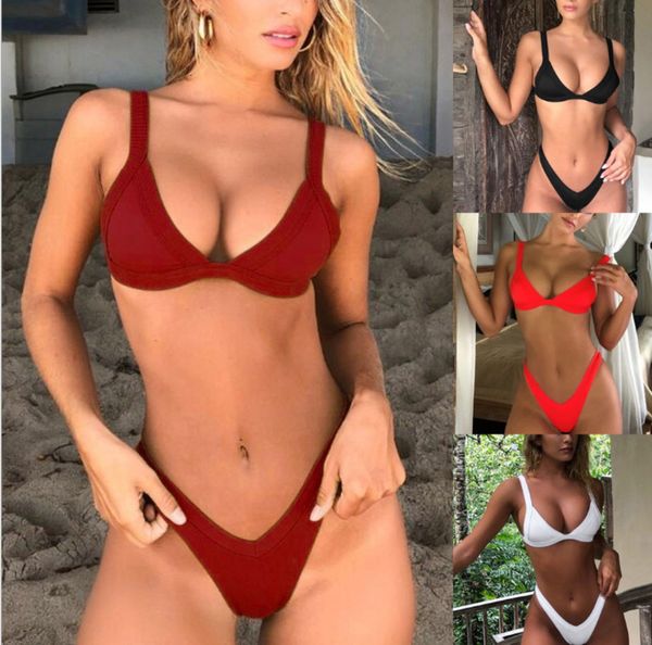 

swimsuit women' 2021 split multicolor bikini, Red;black