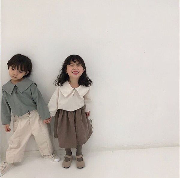 

t-shirts wholesale baby boy girl t-shirt navy collar cotton long sleeve white gray girls clothes 1-4 years e19024 88ej, Blue