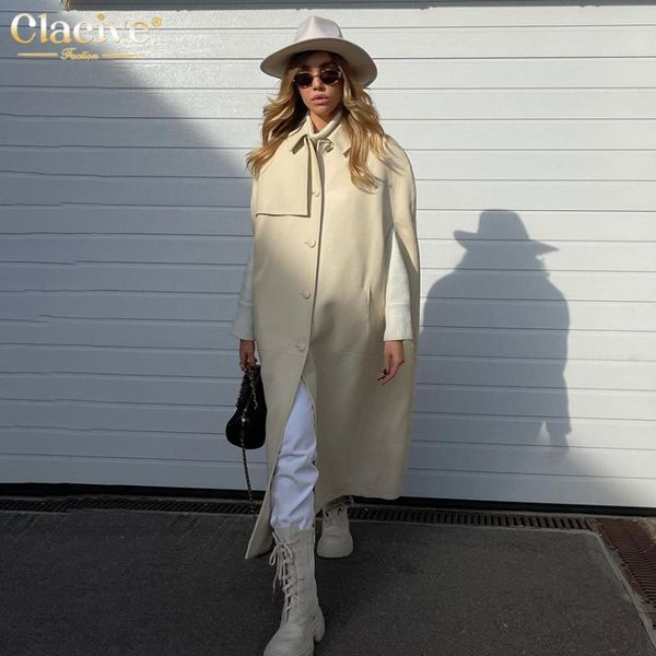 

women's leather & faux clacive beige fashion winter jacket casual loose long sleeve pu elegant single-breasted coat windbreaker, Black