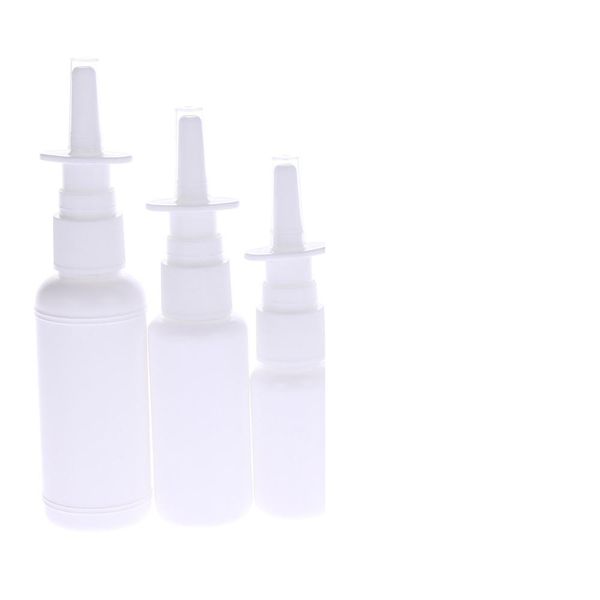 

2021 10ml 30ml 50m white vacuum plastic nasal spray bottles pump spray mist nose spray bottle for medical packaging, Silver