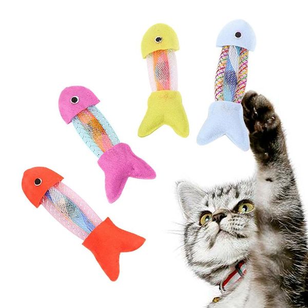 

cat toys 1pcs chewing toy cloth silvervine fish shaped kitten chew teething funny bite interactive