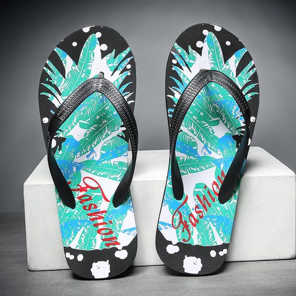 

slippers camouflage coconut beach summer cartoon men's flip flops home non-slip indoor and outdoor leisure sandals, Black