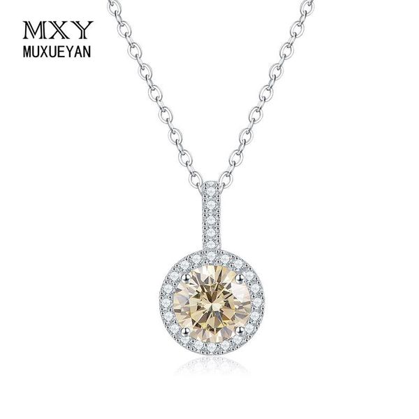 

chains muxueyan 925 silver jewelry woman necklace light yellow big zircon pendant luxury for girl fine