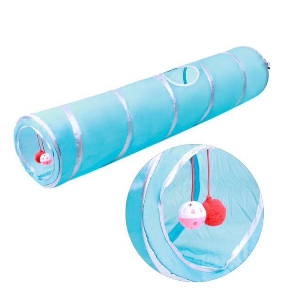 

cat toys 1pc collapsible blue foldable 2 way tunnel pet play tube for kitty doggy