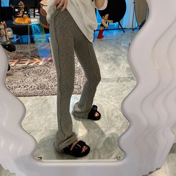 

high waist gray color flare bottoms full length loose soft pants female long trousers fashion tide wr13002l 210421, Black;white