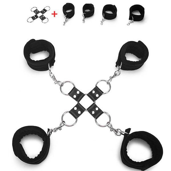 Bondage Brinquedos de sexo adulto tiras de cama de backhand clop cruzado de mãos amarradas e pés SM jogo adequado para homens mulheres tk-ing