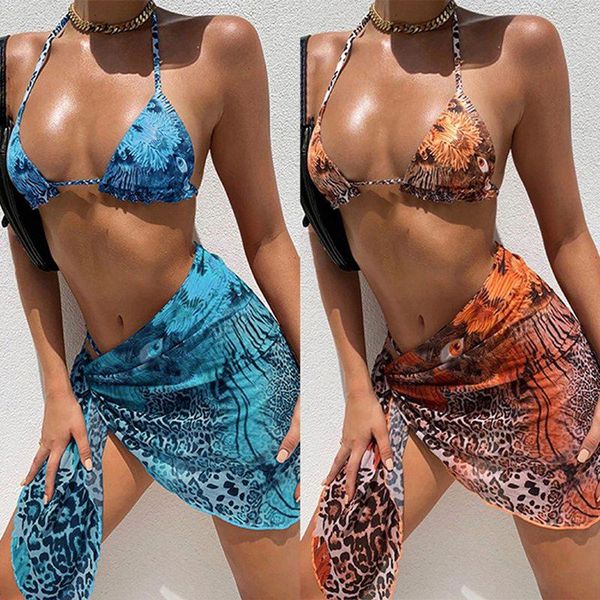 

women's swimwear 3 piece swimsuit women tie dye push up padded biquini brazilian summer bathing suit thong bikini 2021 skirt, White;black