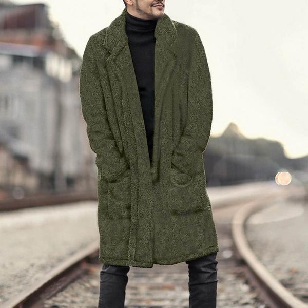 

men's vests jaycosin men jacket fashion loose thick winter warm plush cardigan long furry solid double-sided male blouses coat #45, Black;white