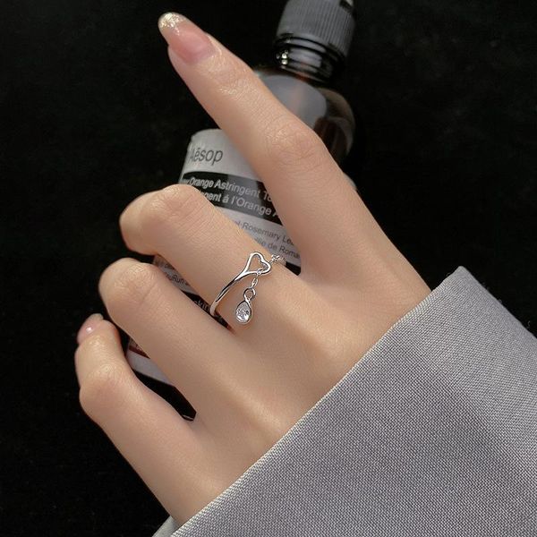

wedding rings brilliankorean fashion hollow love heart shaped water drop tassel ring female dating jewelry giftdecorations, Slivery;golden
