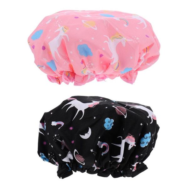 

2pcs double layer shower cap makeup head cover for kitchen bathroom caps