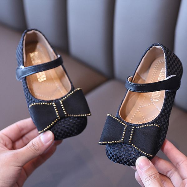 

Girls Shoes Butterfly Knot Princess Shoes Knit Mary Janes Shoes For Kids Flats Children Baby Anti-slip Single Shoe Spring Autumn, Blue