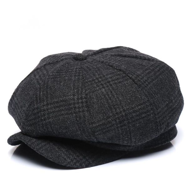 

berets 2021 thickened wool tweed octagonal hat dad winter felt sboy cap male leisure ivy caps man big size beret 56-58cm 58-60cm, Blue;gray