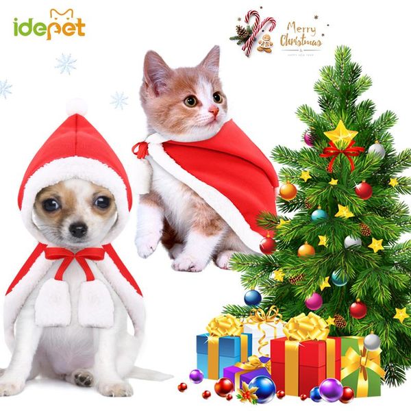 

pet cat christmas cloak cape lamb velvet for dog clothes dress up hooded winter warm year shawl accessories 35 costumes