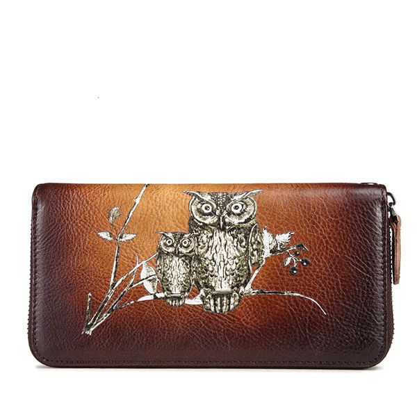 

wallet men's and women's purse leather long zipper handbag color wiping process bag, Red;black