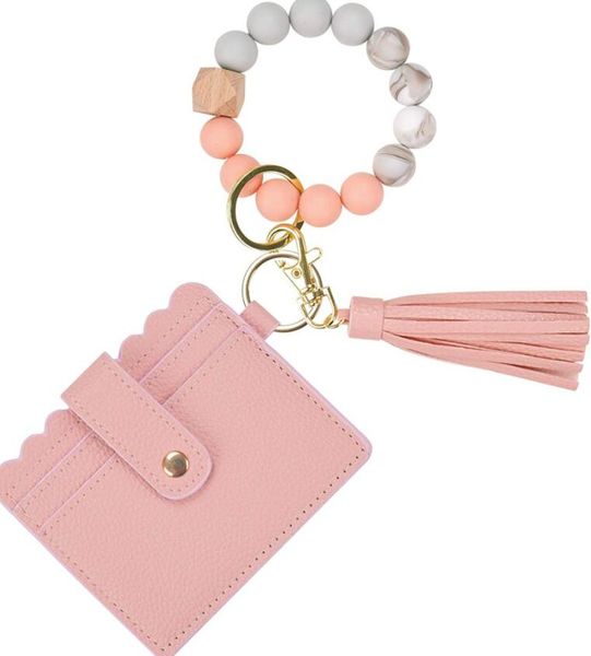 

multicolor silicone keychain charms tassel beads for keys wristlet bracelet keyring women wholesale accessories, Silver