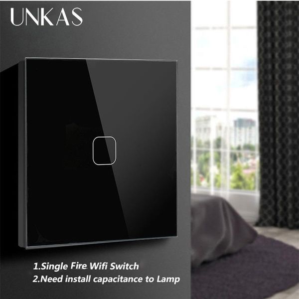 

smart home control unkas wifi touch switch works with alexa / google app wireless remote light wall crystal glass panel