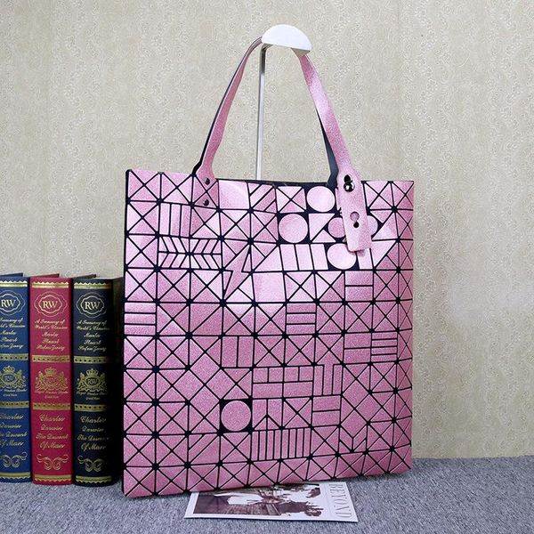 

drawstring pink one-shoulder tote women's laser luminous rhombus geometric handbag bag for women