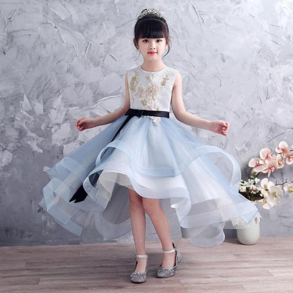 

girl's dresses 2021 summer girl lace tulle princess dress children sequins trailing prom gown teens birthday wedding party for y1207, Red;yellow