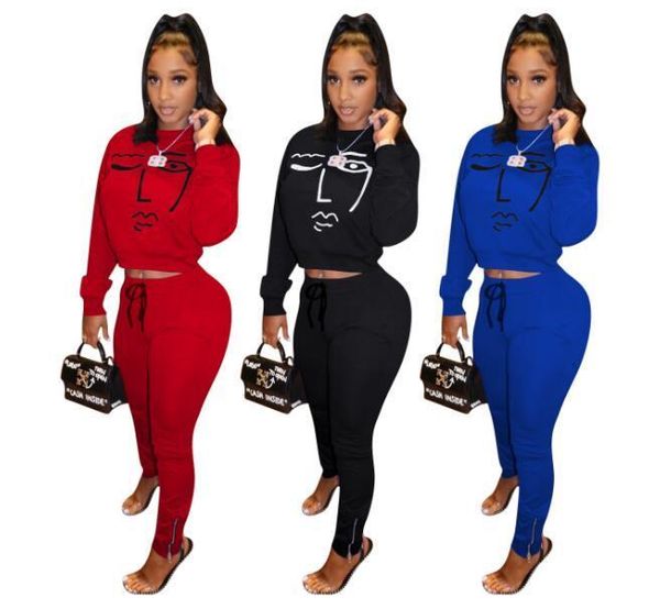 

women's tracksuits spring character women suit long sleeve t-shirt pencil pants two piece set sports overall tracksuit women's tr, Gray