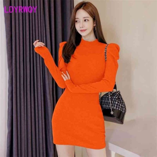 

winter famous girl decoration body bag hip long-sleeve knit bottom knitting cotton polyester office lady dress 210416, Black;gray