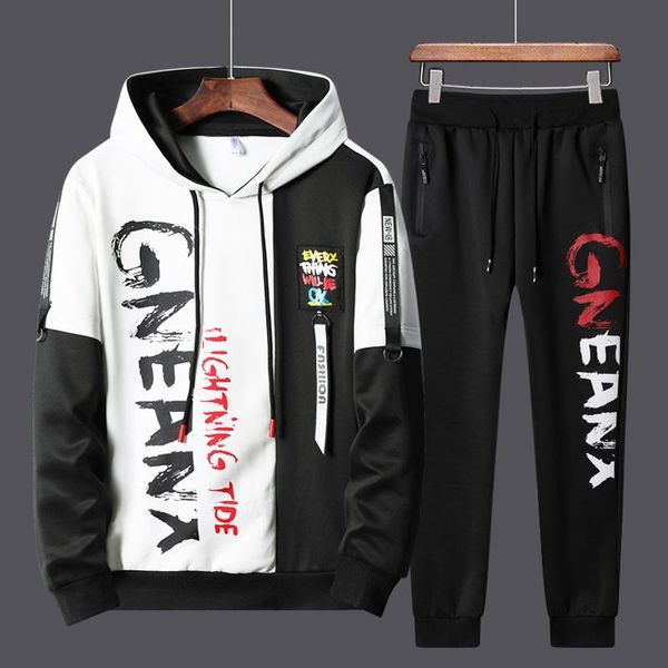 

men's tracksuits men two piece sweat suits mens patchwork printing sets sports clothing outfit set tracksuit designer clothes, Gray