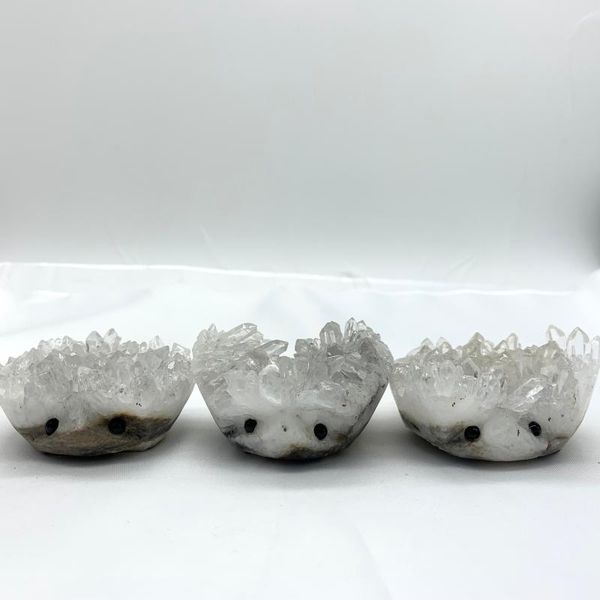 

decorative objects & figurines natural white crystal cluster hedgehog ornaments hand carved stones purification gifts healing