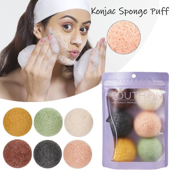 

6pcs cosmetic puff women's makeup foundation konjac sponge powder smooth beauty face deep cleansing flutter make up tool sponges, appli