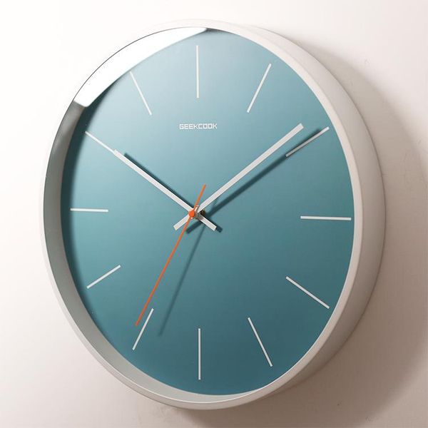 

wall clocks nordic silent clock modern design metal minimalist kitchen living room simple round wandklok home decor jj60wc