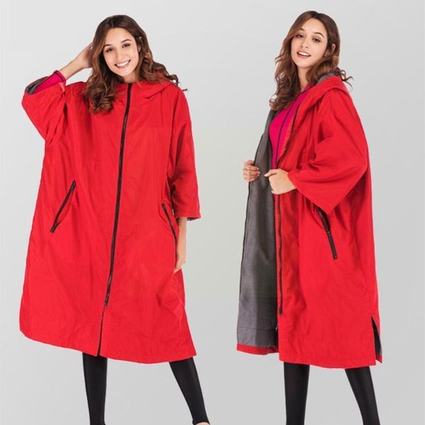 

swim wear quick-drying suit dry robe waterproof long sleeve double poncho warm hoodie zipper sports wet layer wetsuit for women