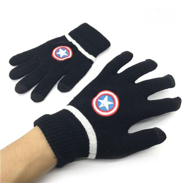 

fingerless gloves full finger screen touch anime star shield striped knit glove winter warm wrist mittens coser gift, Blue;gray