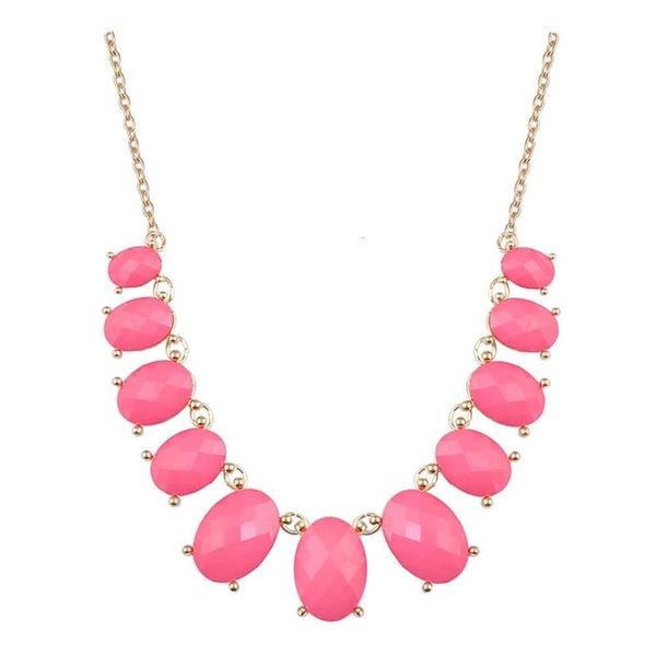 

chokers pink resin necklaces pendant boho statement necklace, Golden;silver