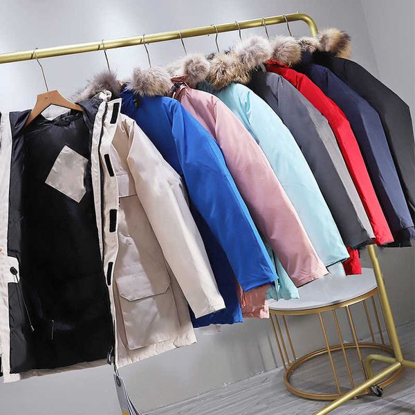 

mens stylist coat parka winter fashion men women feather overcoat et down hood foldable thickened and enlarged medium length, Black