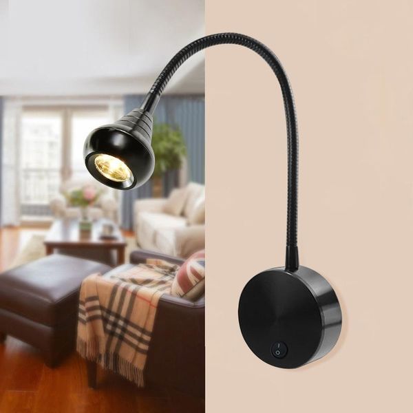 

wall lamps modern nordic led lamp knob switch ac90-260v 3w bedroom bedside corridorlamp 360 degree adjustable indoor lighting