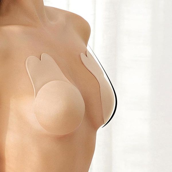 

2pcs/pair breast petals reusable silicone nipple cover pasties stickers adhesive lift up tape push invisible bra women's g-strings, Black;white