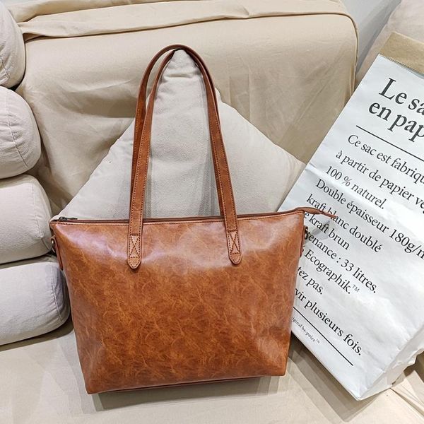 

diaper bags women vintage oil wax pu leather shoulder travel shopping bag ladies large capacity tote handbags waterproof sports fitness