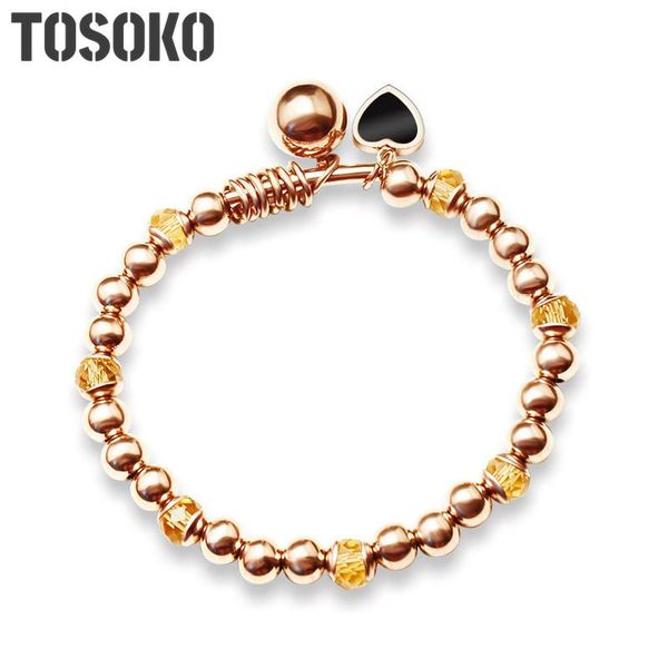 

link, chain 2021 stainless steel jewelry black peach heart ball crystal fashion bracelet for women bse044