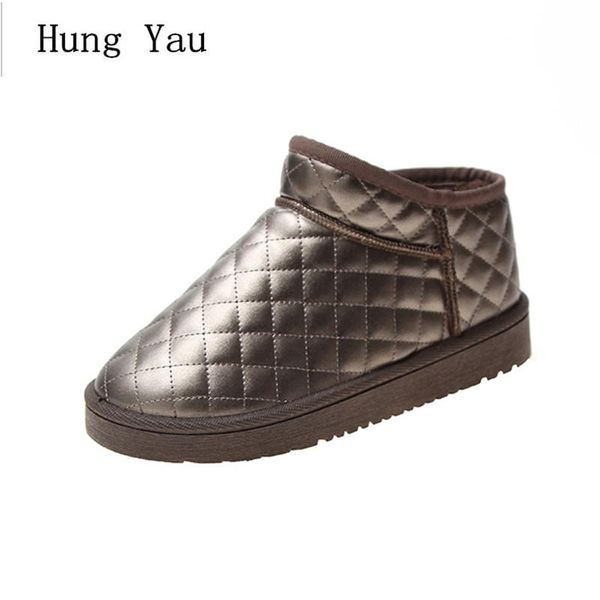 

boots women snow ankle winter warm female casual shoes short plush flat fashion round toe slip on platform comfortable, Black