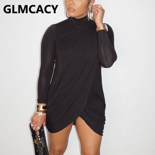 

casual dresses women long sleeve turtleneck dress solid bodycon party, Black;gray