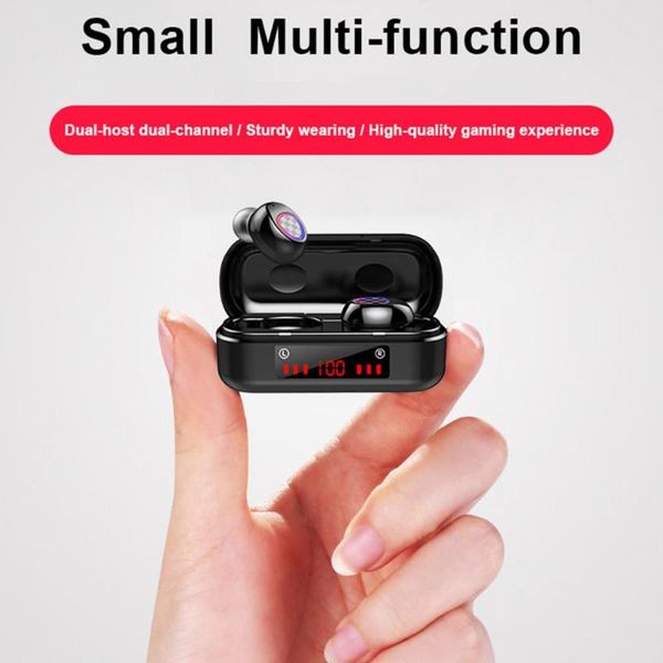 

headphones & earphones v7 tws bluetooth headset wireless earphone 5.0 touch control waterproof 6d stereo sport music earbuds charging box s