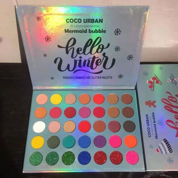 

colors mermaid bubble hello winter pressed pigmented and glitter eyeshadow palette long lasting colorful neon eye shadow1