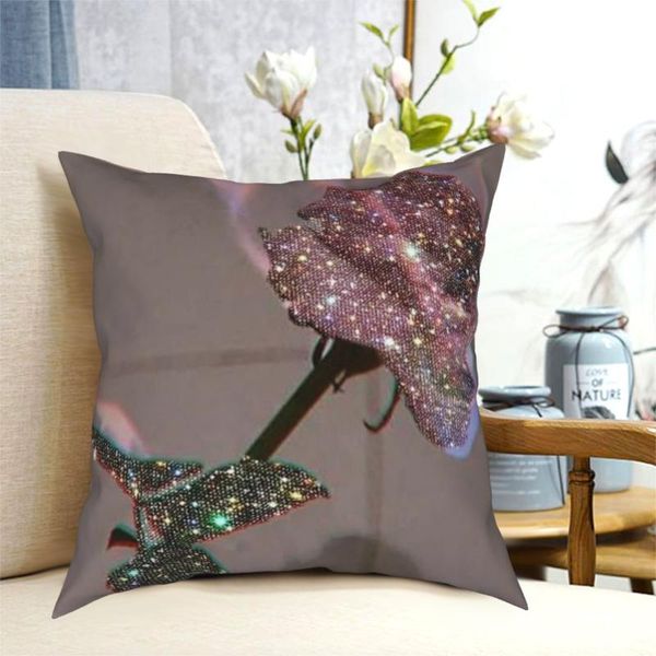 

pillow case glittery shiny rose on fire pillowcase soft polyester cushion cover decoration flower throw sofa square 18''