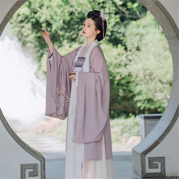 

ethnic clothing women fairy chinese traditional hanfu dress costume outfit girls retro stage folk dance chest-ru and coat, Red