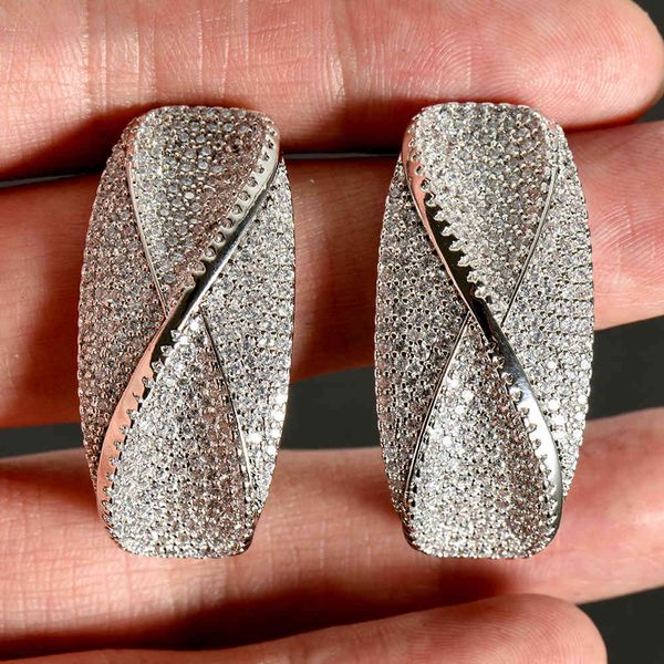 

hibride 2021 statement chic cubic zirconia hoop earrings dubai women bridal wedding jewelry accessories aperture earring e-979, Golden