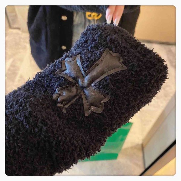 

ch chao brand embroidered cross split leather sweater cardigan coat autumn winter 2020 new product, Black