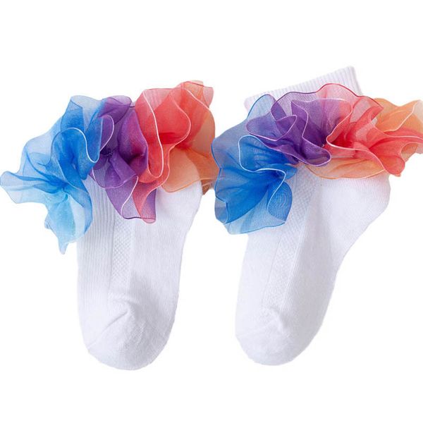 

baby socks girls ankle sock cotton children accessories spring autumn lace princess dance toddler clothes infant wear booties rainbow 0-10y, Pink;yellow