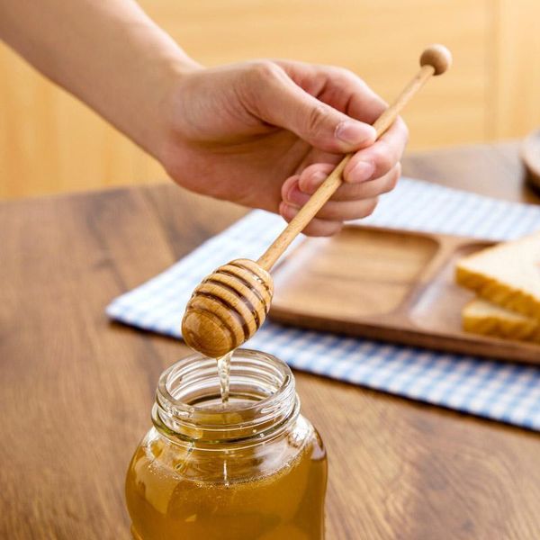 

spoons 1pc wooden honey spoon long handled wood dipper stick teaspoon coffee mixing server kitchen tea accessories