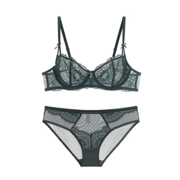 

bra set return no change x-ray thin suit women's eyelashes lace large underwear, Red;black