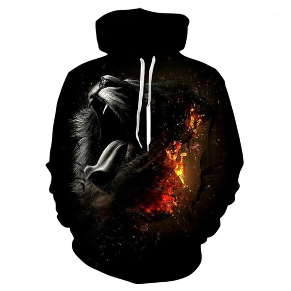 

men's hoodies & sweatshirts animal lion mens casual hoodie 3d print man pullover women hood sweatshirt black jacket fashion streetwea